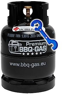 Bluecraft 8 kg Premium BBQ Gasflasche (leer) optimal für Ihren Weber, Broil King, Napoleon Grill - Premium BBQ Gas-Flasche inkl. Gasreglerlöser + 17er Schlüssel