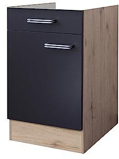 Flex-Well Küchenunterschrank ohne Arbeitsplatte - 50 cm breit - Anthrazit San Remo Eiche – Lino
