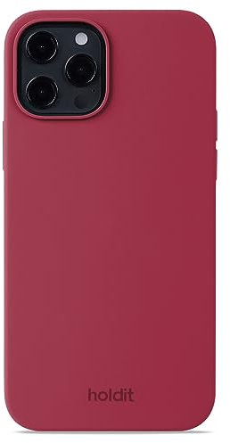 holdit Silikonhülle iPhone 12/12 Pro - 0,8mm Ultra dünn Handyhülle Silikon - Trendy Slim Silicone case mit Voller Schutz (erhöhte Kante für Kameraschutz) - Red Velvet