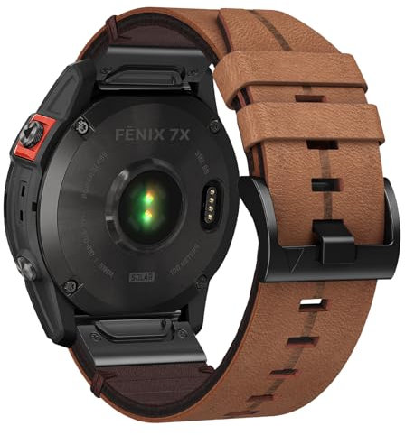 Fenix 8 51mm Leder Armband, 26mm Uhr Ersatzarmband für Fenix 7X/Fenix 7X Solar/Fenix 7X Sapphire Solar/Fenix 6X pro/Sapphire/Fenix 5X /plus/Fenix 3 /HR/Garmin Enduro/Tactix Delta