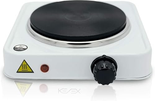 UBOON Cocina Eléctrica Portátil de 1 Fogón: 1000W de Potencia, Ideal para Camping y Hogar, Fácil de Usar y Limpiar