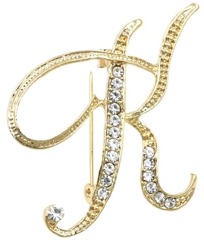 Goldene Buchstaben-Brosche mit Initiale,Goldene Broschen in Buchstabenform für Damen - Anstecknadel-Schmuck, Initial-Strass-Brosche, Buchstaben-Ornamente für Freundin, als Geschäfts-, Holdes