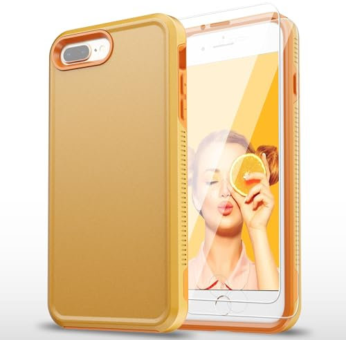 AYMECL for iPhone 7 Plus Case,iPhone 8 Plus Case,[15 FT Military Grade Drop Protection] 2 Pack [Self-Healing Screen Protectors] Heavy Duty Shockproof Case,Yellow