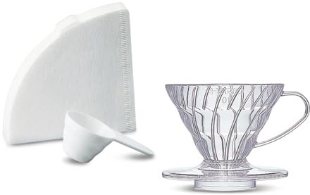 Hario VD-01-T-EU Coffee Brewer, Filter Paper, Scoop, V60, Plastic