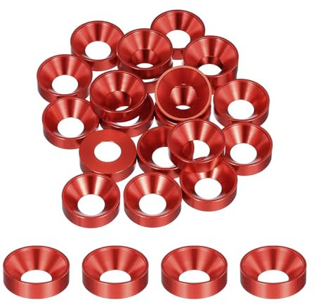 QUARKZMAN 20 Pièces M8 Rondelles à Aléser, 18 mm/0,71 Pouces en Alliage d'Aluminium Anodisé, Joints de Culasse pour Vis RC/FPV/PC/Pièces d'Accessoires de Drone, Rouge Profond