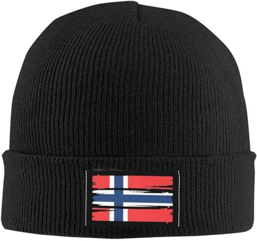874 Klassische Beanie Mütze Norwegen-Flagge Kopfbedeckung Design Slouch Beanie Mütze Warm Wintermütze Für Frauen Männer Damen 30X18 cm