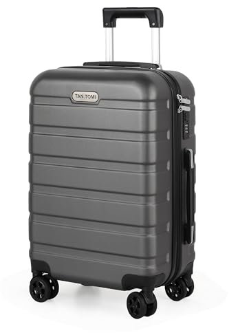 TANTOMI Handgepäck Koffer, Reisekoffer Hartschalenkoffer, Koffer & Trolley Handgepäck mit Passwortsperre, Hartschale Suitcase mit 4 Rollen(Dunkelgrau)