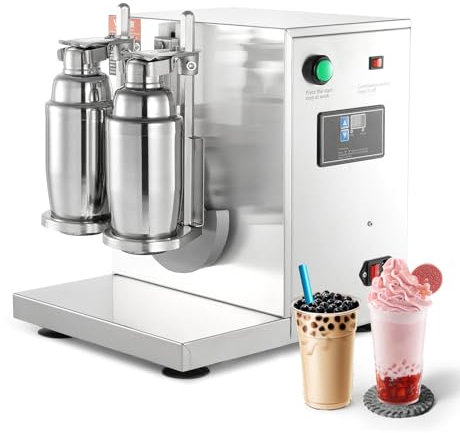 VEVOR Macchina per Frappè Commerciale da 120 W Miscelatore per Frappè a Doppia Testa, Frullatore per frappè Regolabile 0-180s con Tazza in Acciaio Inossidabile da 750 ml per Negozio di Tè al Latte