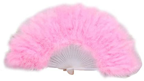 kesurpae Feather Fan Decoration Foldable Party Cosplay Household Handheld Ornament Decorative Fans Dancing Performance Wedding, Pink, 42cm