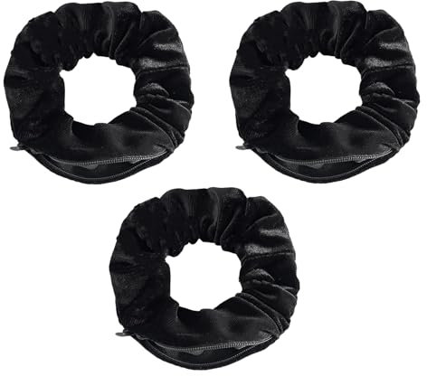 3 Stück Damen-Haargummis mit Reißverschluss, Haargummis Mit Versteck, Strand Gadget Haargummi, Geldversteck Reise Haargummi