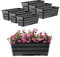 KADAX Set de 6 x 40 cm jardinera de color antracita, maceta de balcón de plástico, resistente a la intemperie, maceta, maceta, barandilla para flores