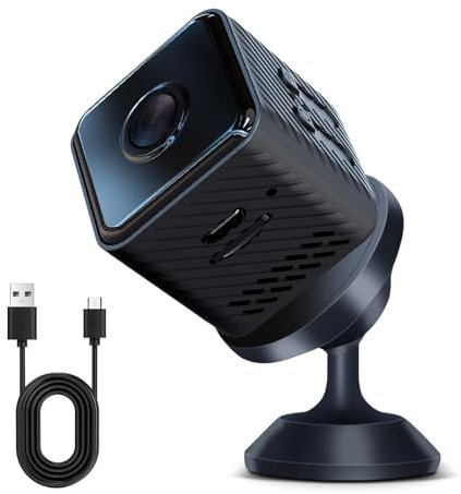 Sporgo Mini Kamera: 1080P HD WLAN Überwachungskamera Innen, Mini Kamera Live Übertragung Handy, WiFi Kamera Überwachung mit Bewegungsmelder/Nachtsicht/Alarm/Cloud-Speicher für Zuhause Büro
