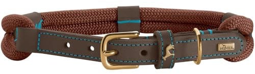 HUNTER Hundehalsband Malia, Farbe: Schokobraun/Dunkelbraun, aus geschmeidigem Tau & robustem Leder, leicht, strapazierfähig, moderner & eleganter Look, frische Farben, Made in Germany, Größe: 40
