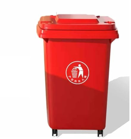Bote de basura grande for exteriores con ruedas y tapa, 30L, 50L, 100L, 120L, bote de basura de cocina grande for porche, Patio trasero, terraza(Red,30L)