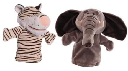 HuadaXtai Lot de 2 marionnettes à Main en Forme d'animaux, Jouets éducatifs Amusants pour raconter avec Une Bouche Fonctionnelle, marionnettes à
