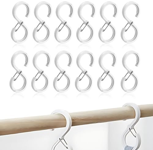 XURJUMI 12 Piezas de Ganchos S, Anti-Caída, Colgar con Sistema Anticaídas, Ganchos S con Fusible, Ganchos Colgar Blancos, Ganchos para Barras de Ropa