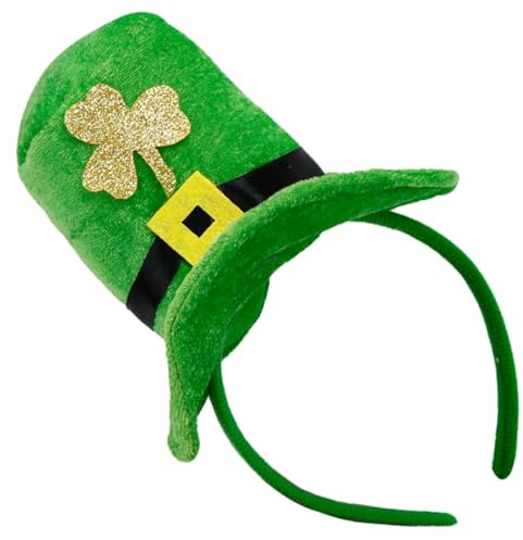 HFMYGS St Patricks Day Hut Haarreif, Grün Glitzernde Kleeblätter Haarreifen, Irland Weicher Mini-Hut Haarreif, Grün-Schwarz, für Irisches Festival, Patricks Day, Karneval, Mottoparty Deko Accessoires
