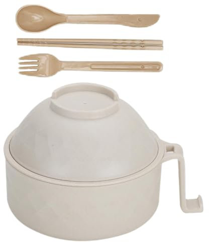 Bol à nouilles instantanées - Bol à Ramen Instantané avec Poignée, Bols à Soupe Saladiers avec Couvercle, Cuillère, Baguettes, Fourchettes Sceau d'isolation thermique pour pâtes, boulettes, salades