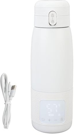 NOENNULL Chauffe-Biberon Portable de Voyage pour Biberon, Chauffe-Lait, Température Constante, Rechargeable par USB, Chauffe-eau de Voyage pour Lait maternisé (500 ml)
