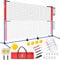 Badminton Netz, Garten Volleyball Netz, Pickleball Netz Set Höhenverstellbar, Tragbares Set für Tennis, Fußball mit Volleyball & Pickleball Schlägern & Badminton Schlägern, Indoor Outdoor Spiele