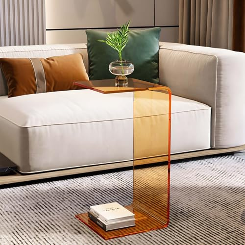 GAOCUNBING Table d'appoint en Acrylique Transparent, Table d'appoint en Forme de C pour canapé, Petite Table de Chevet, Tabouret de Salle de Bain Transparent, Table Basse pour Salon D,30X30X55cm