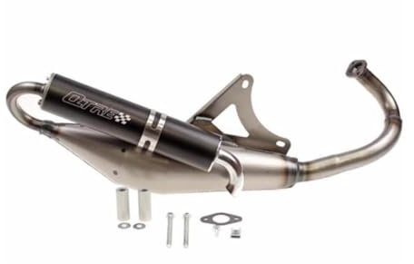 Q-TRE Sportauspuff E-geprüft passend für Piaggio NRG, Zip, Typhoon, Aprilia SR50, Gilera Runner & weitere 50ccm Roller mit Piaggio 2-Takt Motor
