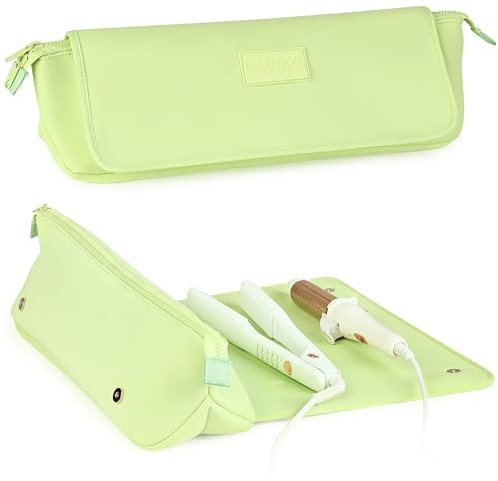 Barefoot Caribou Hair Tools Travel Bag and Heat Resistant Mat 17, Apple Green, 17 Inches, Hair Tools Travel Bag and Heat Resistant Mat