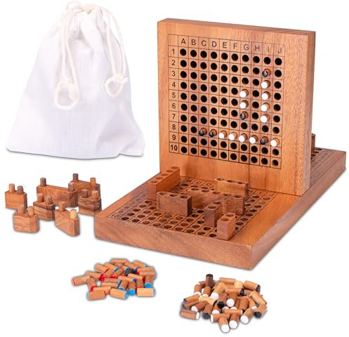 LOGOPLAY Schiffe Versenken - Holz-Variante für 2 Spieler - Strategiespiel aus Holz