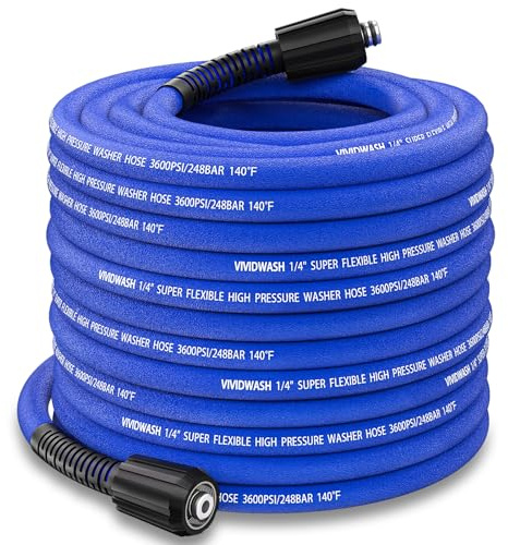 VIVIDWASH 100FT Pressure Washer Hose 1/4,M22-14&15mm Universal Flexible Power Washer Hose No Leak,Kink-Free Pressure Washers Replacement Hose 3600PSI for Household Electric Power Washers,Extension