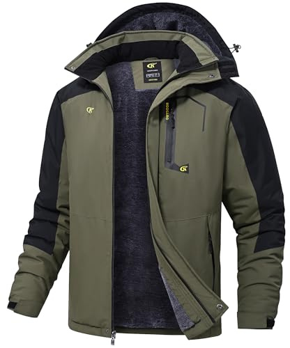 Tyhengta Herrenjacke Winter Fleece Skijacken Wasserdichte Outdoor Wanderjacke Winddichte Gefüttert Wintermäntel mit Kapuze