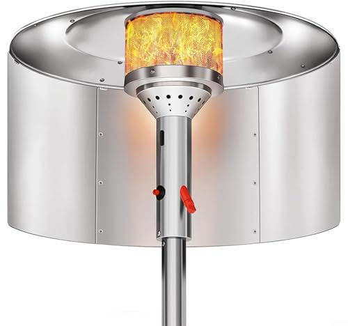 snowchecking Hotte réflecteur de terrasse d'extérieur 83,8 x 38,1 cm en métal réglable pour chauffage rond au gaz naturel et au propane Argenté