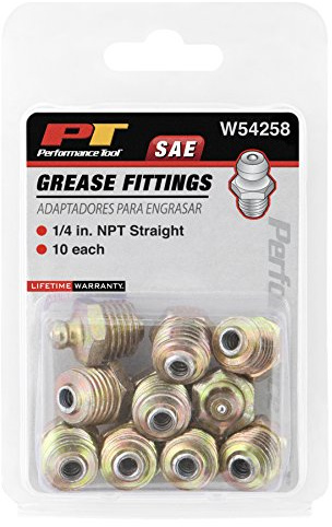 Performance Tool W54258 1/4 in. NPT Straight Grease Fitting, 10 Pack