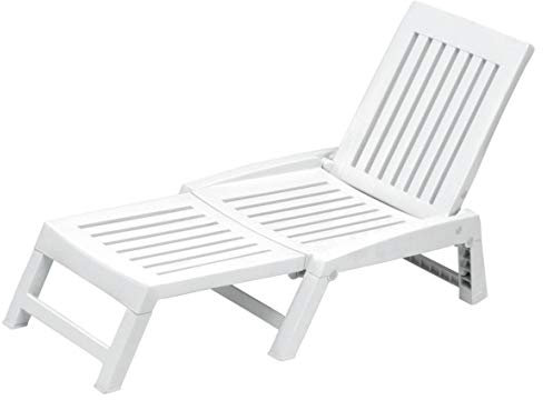 DIMAPLAST Lettino Chaise Longue in Resina RICHIUDIBILE Bianco MOD. ORFEO Giardino Prendisole 000700
