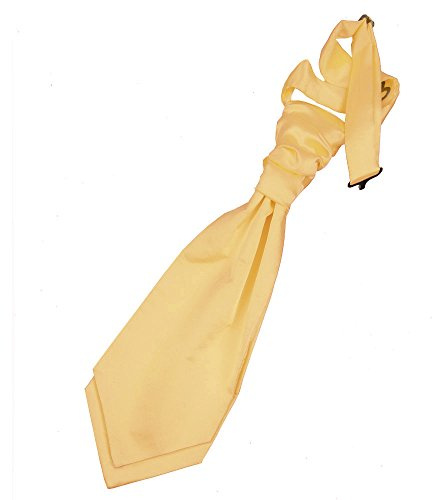 DQT Boys Plain Satin Pre-Tied Scrunchie Cravat - Wedding Pageboy Formal - Pale Yellow