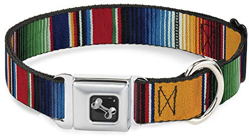 Buckle-Down Seatbelt Buckle Dog Collar, Zarape2 Vertical Stripe, Large