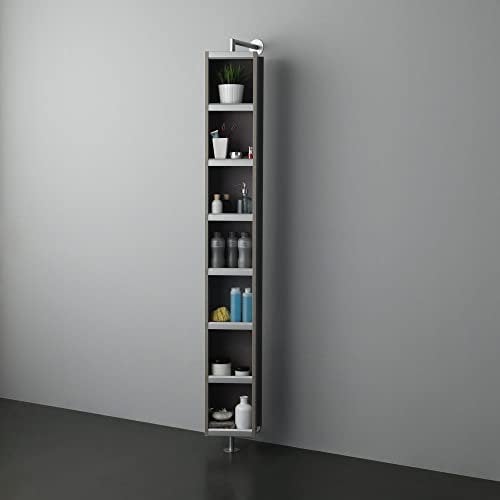 KIAMAMI VALENTINA DREHSCHRANK MIT Spiegel UND OFFENE Regale GRAU