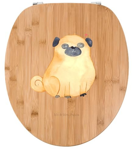Mr. & Mrs. Panda Motiv WC Sitz Mops - Geschenk, Klodeckel, Hundeliebe, Vierbeiner, Liebe, Sprüche, Hund, Toilette, Toilettendeckel, Klobrille,