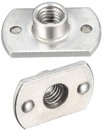sourcing map M6 Carbon Steel Slab Base T-Shaped 2 Projection Weld Nuts Pack of 25