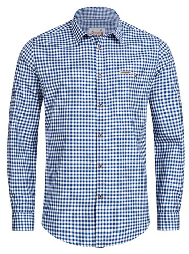 Stockerpoint Chemise Traditionnelle (modèle: OC-Martl), Bavaroise à Carreaux pour Homme, Coupe Classique, L, Bleu