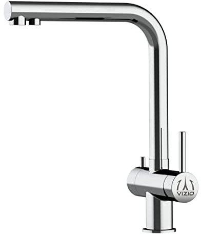 3 wege Küchenmischer MASSIV 100% Edelstahl für alle gaengigen Filtersysteme geeignet, mit 360° schwenbarer Auslauf mit separatem Filterwasser Kanal - Hochglanz Poliert