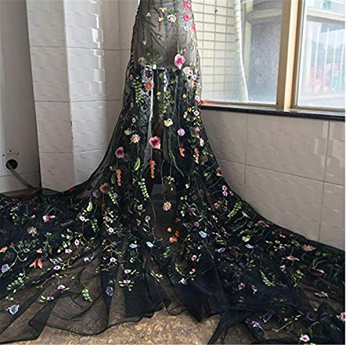 Tüll Exquisite Floral Alice Stickerei Kleid Nähen Spitze Stoff Stilvoll Kostüm Ballkleid Ballkleid Ballkleid Ballkleid Ballkleid 147,2 cm Breite, Schwarz, 1 Yard