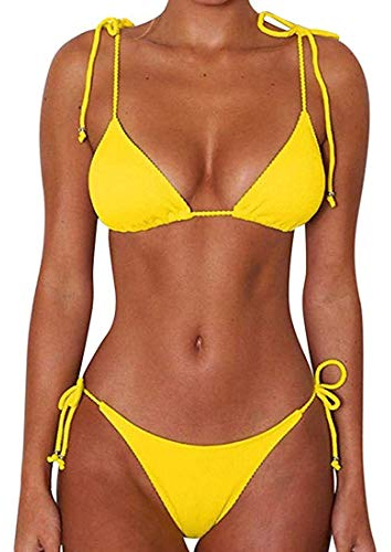CheChury Mujer Bikini de Lazo Lateral Push Up Traje de Baño de Dos Piezas Triángulo de la Parte Inferior Descarada Sexy Bikinis Brasileño