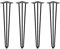 Emuca - Jeu de Quatre Pieds Hairpin avec 3 Barres pour Table, Pieds en épingle Hauteur 710 mm, Peints en Noir, Acier