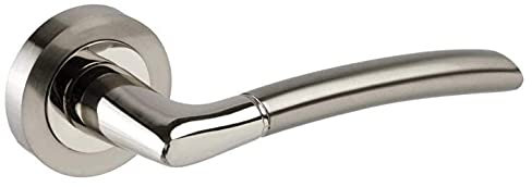 Haven Heritage ® Internal Chrome & Satin Duo Lever Latch on Rose Door Handles Rose Diameter Approx 52mm Sold as 1 Pair