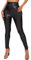 TZLDN Damen Leder Leggings Wetlook High Waist Lederhose Skinny Lederoptik Leggins Hose Strumpfhosen Treggings A01 Schwarz(matt) XL