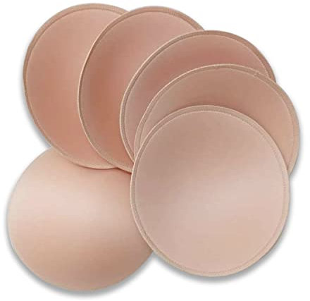 WMugthome 3 pairs(C/D/DD cup) Round Soft Bra Inserts Pads Removable for Sport Bra Cups insert and Bikini Top Swimsuit Inserts, Beige, D Cup