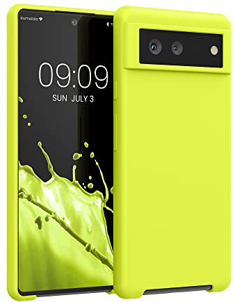 kwmobile Handyhülle für Google Pixel 6 Hülle - Case Silikon - Kabelloses Laden - Schutzhülle Cover in Zitronengelb