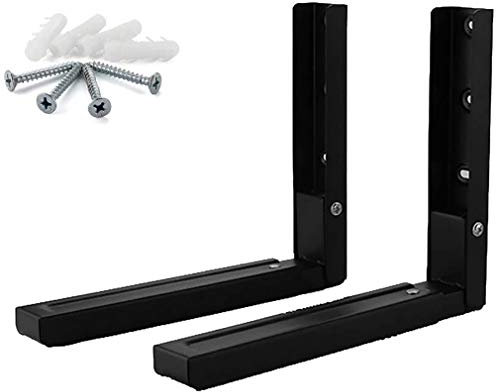 OFUNGO Estante montado en la Pared Brace de Esquina, Soporte de microondas Estante de Cocina Montaje de Pared Soporte Plegable telescópico, Carga máxima 75 kg Negro - Blanco (Color : Black)