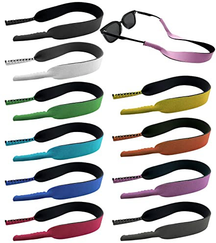 CKANDAY Lot de 10 sangles flottantes pour lunettes de soleil, 10 couleurs, durables et flottantes en néoprène souple pour lunettes de soleil, pour sports de plein air, activités aquatiques, hommes,