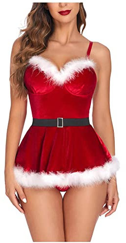 GBEN Tüll Dessous Frauen Weihnachten Jumpsuits Pyjamas Dessous Sexy ärmellose Unterwäsche Dessous Weihnachten Engel